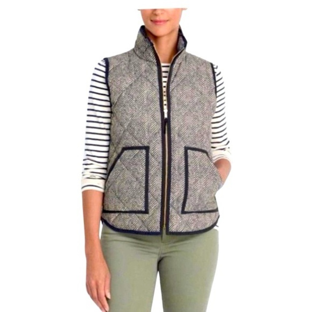 J. Crew Herringbone Down Filled Quilted Puffer Vest Size Small